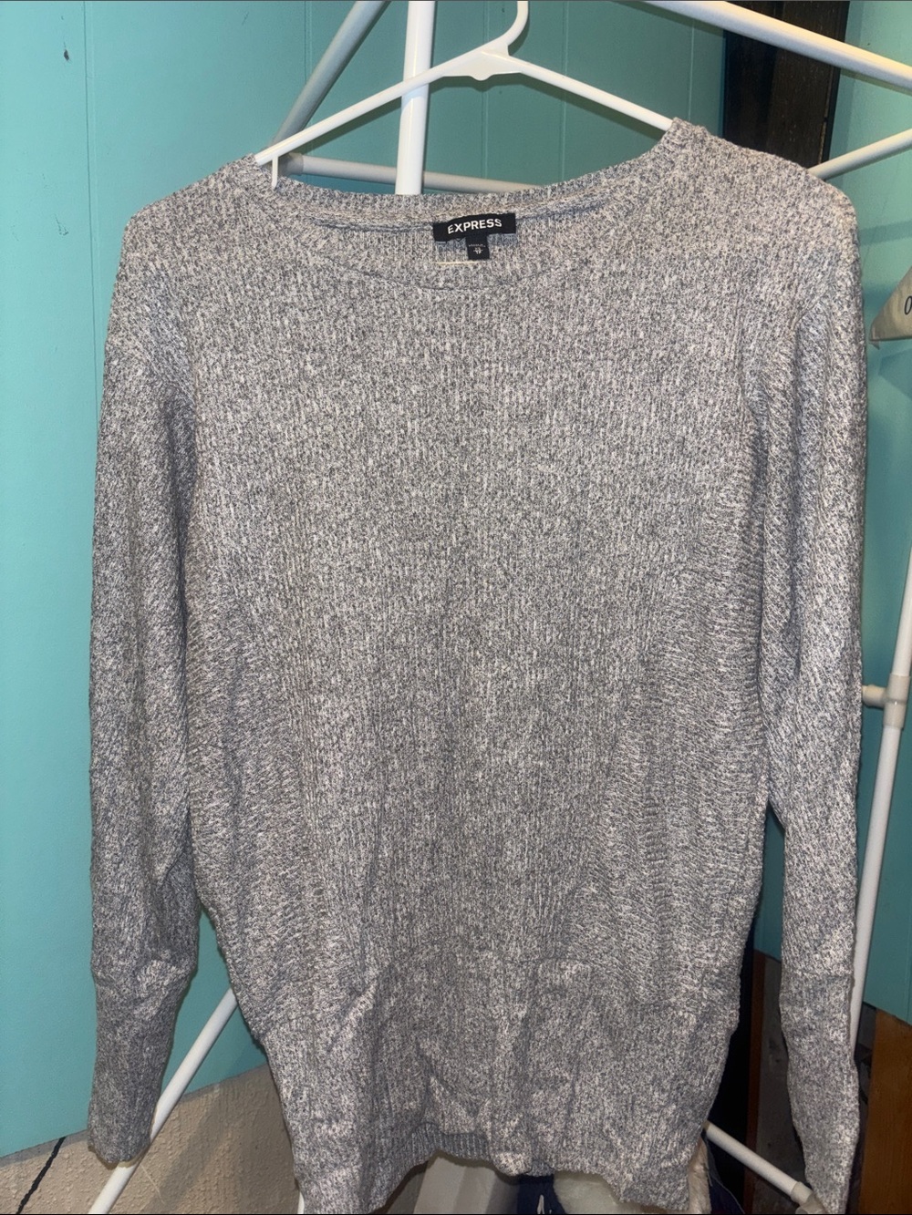 Express Light Gray Marled Crewneck Sweater